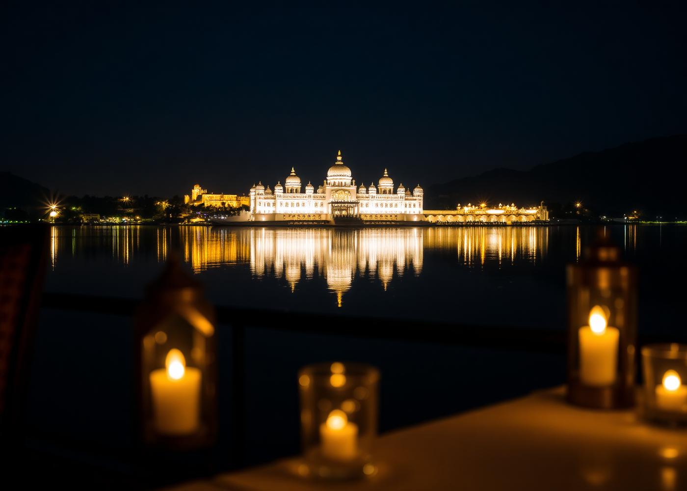 Night Lake Pichola & City Palace View